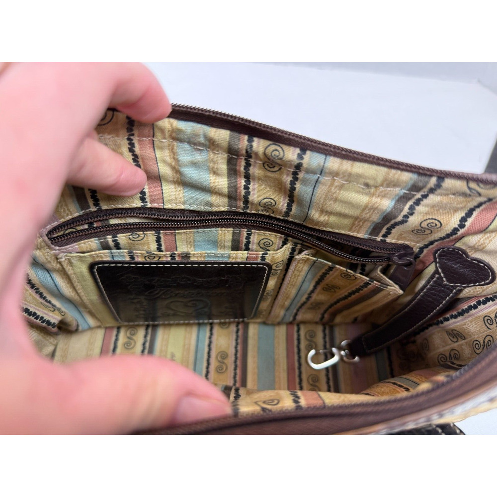 Brighton Edna Woven Straw Wicker Natural Tan Brown Leather Shoulder Hobo Bag - Picture 8 of 15